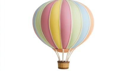 Pastel-Colored Hot Air Balloon with a Wicker Basket
