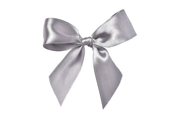 Beautiful silver gift bow isolated on transparent background