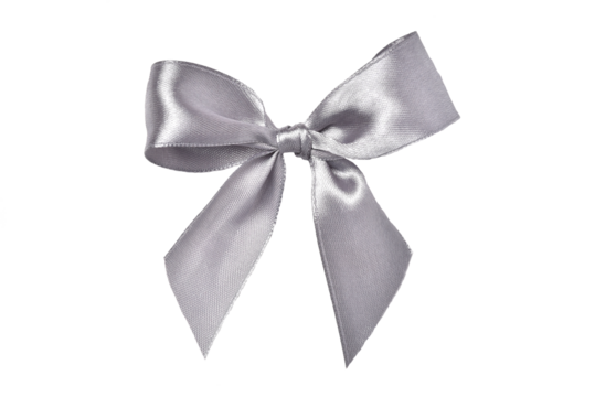 Beautiful silver gift bow isolated on transparent background