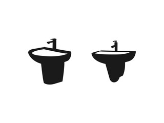 Simple basin silhouette icon. Washbasin silhouette icon. Kitchen sink silhouette isolated. Sink icon vector illustration. basin silhouette icon illustration isolated on white background.