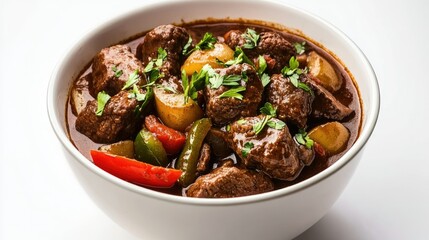 Savory Beef Stew with Fresh Vegetables in a Bowl