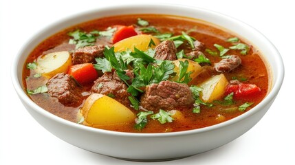 Savory Beef Stew in a White Bowl