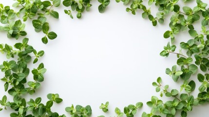 Fototapeta premium Fresh Green Leaves in Circular Frame Arrangement