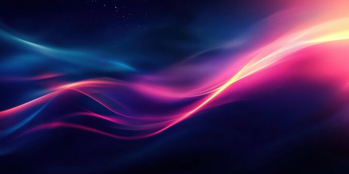 Ethereal Light Waves Dancing Through a Cosmic Landscape with Vibrant Hues of Pink, Blue, and Purple for Abstract Artistic Backgrounds and Visual Concepts