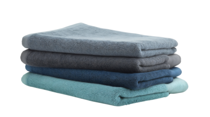 stack of soft blue and grey blankets with towels, showcasing cozy textiles, modern decor, and versatile fabrics for everyday comfort and relaxation