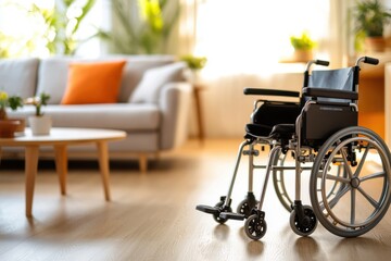 Wheelchair accessibility event home interior lifestyle bright space close-up view comfort and independence