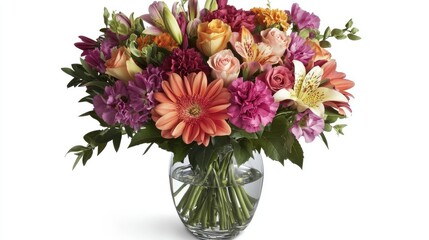 Obraz premium Colorful Floral Arrangement in Glass Vase