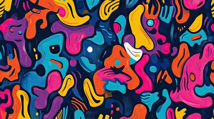 A vibrant abstract pattern featuring colorful shapes in a playful arrangement, invoking a sense of creativity and energy.