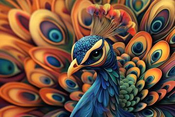 Fototapeta premium Multi colored peacock close up
