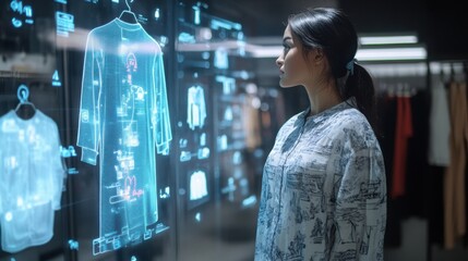 AI in the retail industry, virtual fitting room with digital clothing options