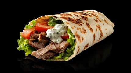 Freshly Made Gyro Filled with Savory Meat and Fresh Vegetables