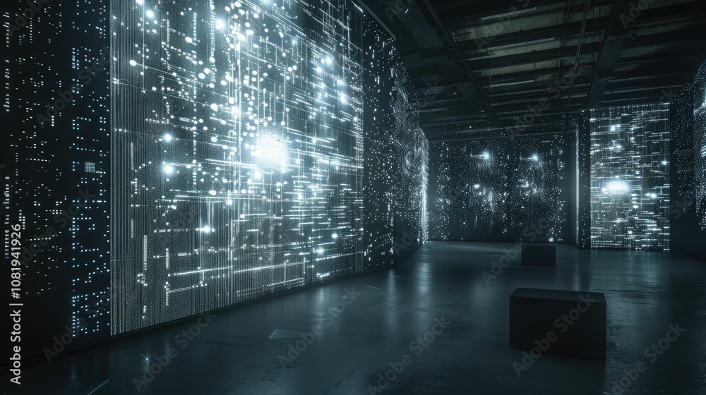 Poster floating holographic interfaces in a dark room
