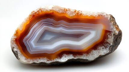Close-Up of Polished Agate Stone Revealing Intricate Layers