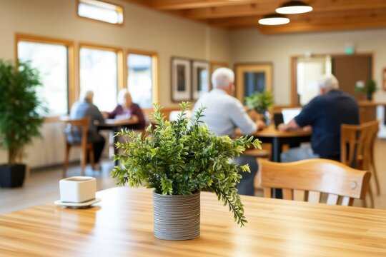 Senior citizen support services in a warm community center setting