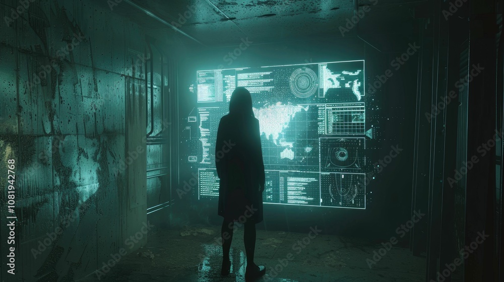 Poster floating holographic interfaces in a dark room