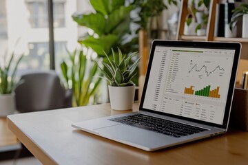 Automated project cost tracking modern office digital dashboard bright environment close-up view efficiency concept