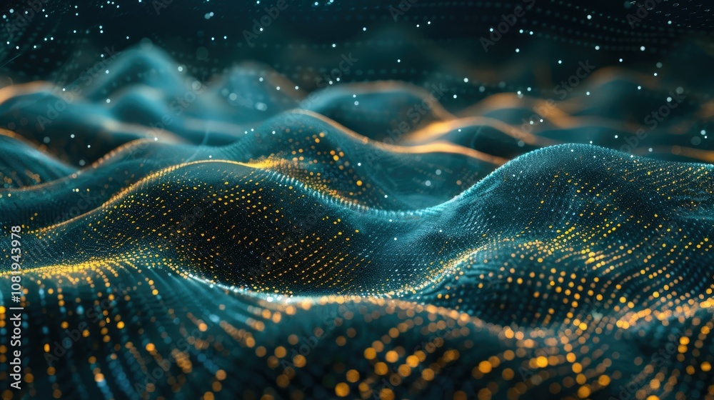 Poster Abstract wave of binary code flowing through space