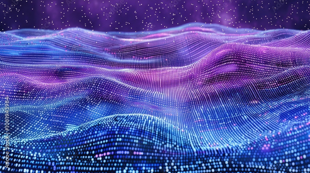 Poster Abstract wave of binary code flowing through space
