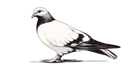 Obraz premium line art of a pigeon on white background