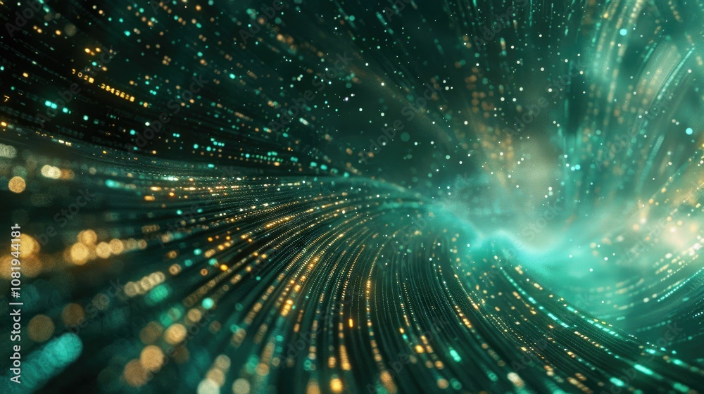 Aufkleber Abstract wave of binary code flowing through space