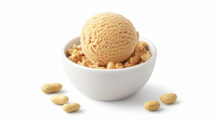 Creamy Peanut Scoop in a White Bowl