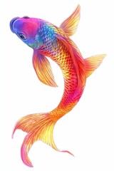 Fototapeta premium Rainbow-colored fish with fins spread wide.