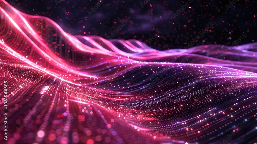 Poster Abstract wave of binary code flowing through space