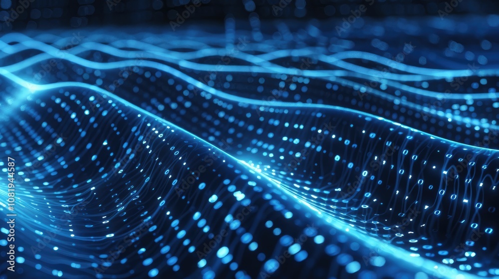 Aufkleber Abstract wave of binary code flowing through space