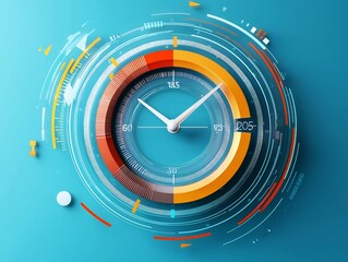 Abstract Clock Face with Dynamic Loading Progress Symbolizing Journey Towards a Goal