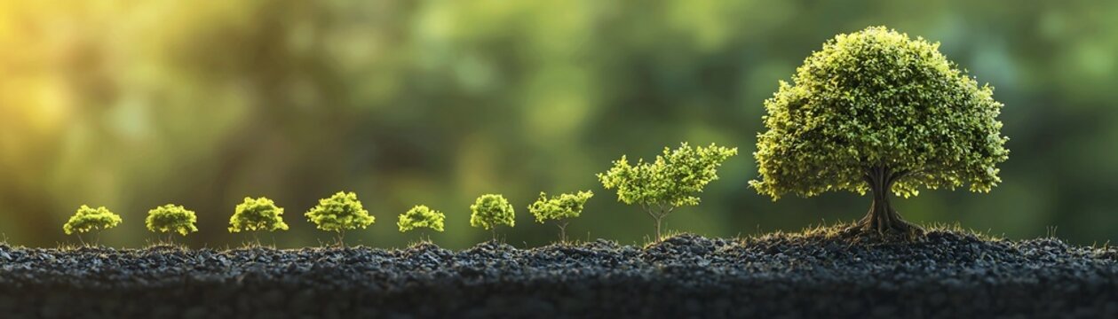 Visualizing Growth and Maturity  A Tree Blooming Through a Progress Bar Symbolizing Advancement and Development