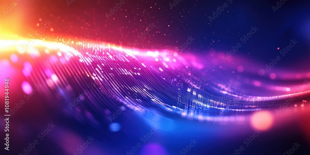 Wall mural vibrant abstract background with colorful waves and sparkling lights for creative projects and digit
