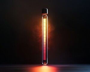 Thermometer Shaped Loading Bar Representing Progress and Energy Buildup