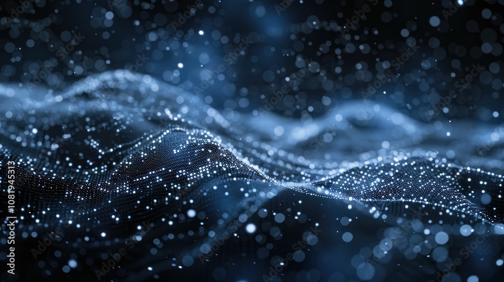 Poster Abstract wave of binary code flowing through space