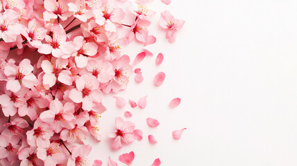 Obraz premium Soft pink cherry blossoms with delicate petals on white background