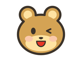 笑顔でウインクをするかわいいくまさんの顔イラスト