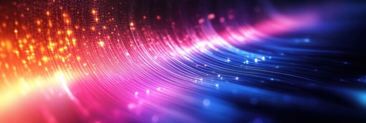 Vibrant Abstract Light Waves with Shimmering Particles in a Dynamic Colorful Spectrum, Capturing the Essence of Motion and Energy in a Modern Digital Design