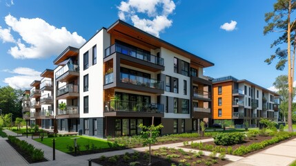 Modern residential building with eco-friendly design elements