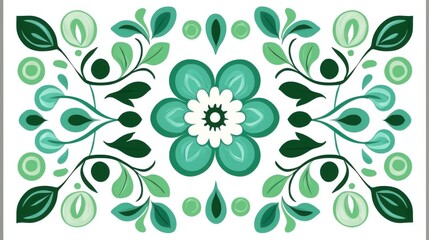 Botanical pattern design digital art floral theme green palette modern aesthetic