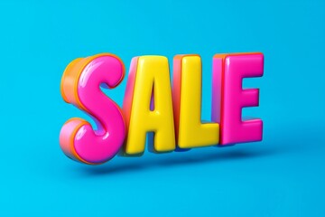 A large, vibrant "SALE" text in stunning colors, with dynamic shadows and eye-catching effects, ideal for online or print ads. 
