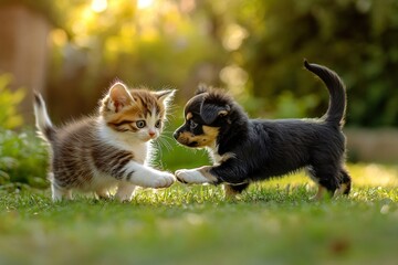 Obraz premium cat and puppy