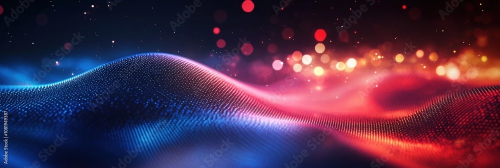 Wall mural abstract colorful waves with bokeh effect and shimmering light, creating a fantasy atmosphere for ba