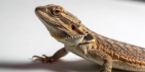 Obraz premium Stunning Low Light Photography of a Detailed Illustration of a Lizard on a White Isolated Background, Capturing Intricate Textures and Colors for Nature Enthusiasts and Educators