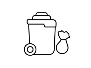 trash can and trash bag icon, icon vector illustration, isolated on white