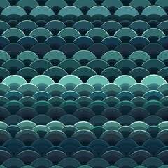 Obraz premium Seamless Pattern, Overlapping Circles, Shades of Blue, Minimal Background, Abstract Design
