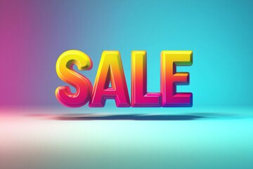 A large, vibrant "SALE" text in stunning colors, with dynamic shadows and eye-catching effects, ideal for online or print ads. 