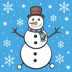 snowman with christmas tree