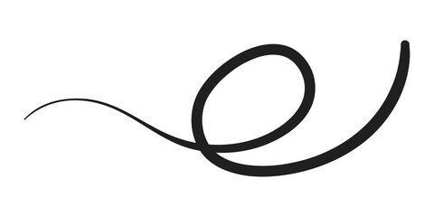 Vector hand drawn curly line on transparent background