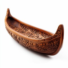 Fototapeta premium Wooden boat carved with floral design.
