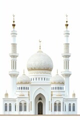 Fototapeta premium White mosque with gold details and minarets.