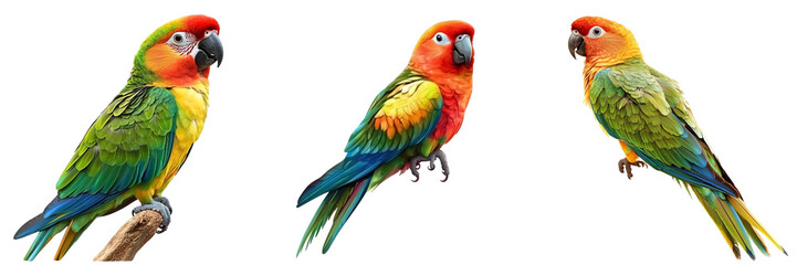 Set of  Parrot or Parakeet editable isolated on a transparent background